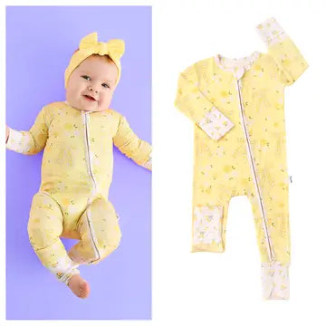 Lola Zip Bamboo One Piece Floral Baby Outfit