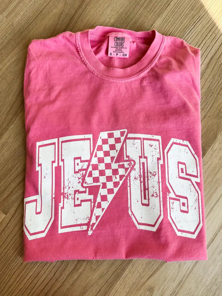 Jesus Lightning Bolt Graphic Tee Blue Only