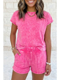 Mineral Wash Cotton Top & Shorts 2-Piece Lounge Set