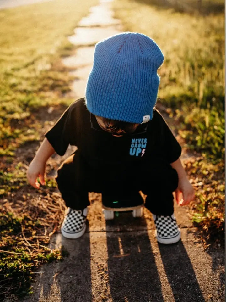 Never Grow Up Blue Graphic T-Shirt