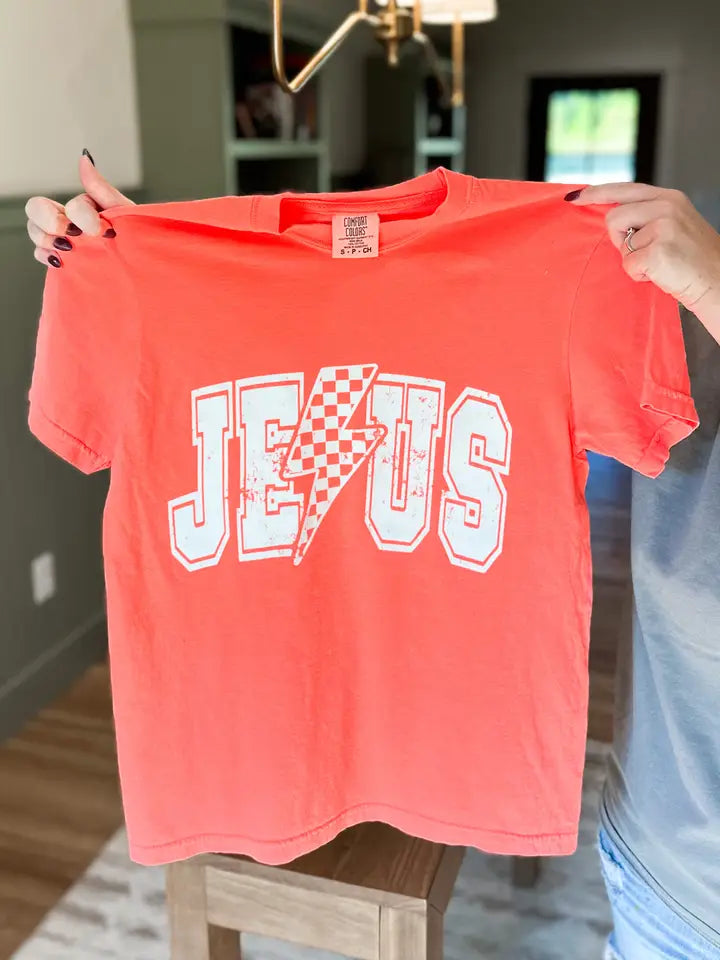 Jesus Lightning Bolt Graphic Tee Blue Only