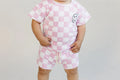 Checkered Shorts Set | Pink