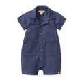 Check Gauze Baby Boy Romper