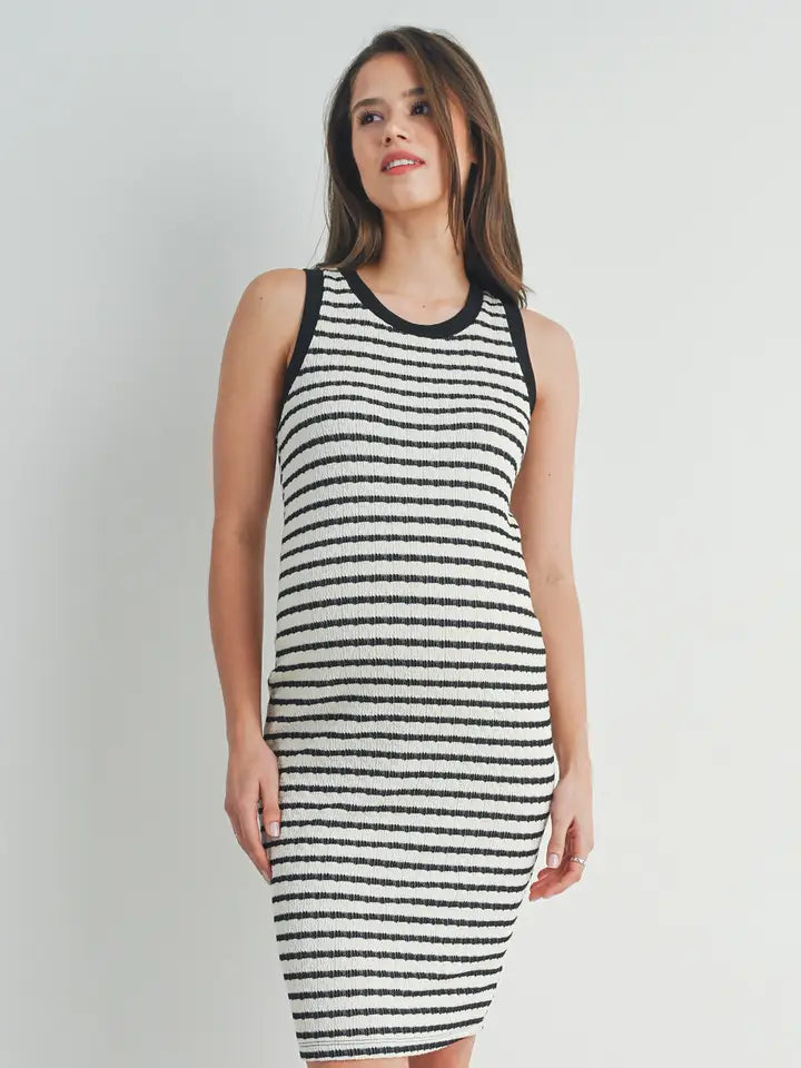 Striped Crewneck Maternity Bodycon Knit Dress