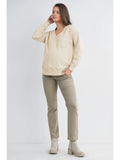 Terry V-Neck Long Sleeve Maternity Pullover Top