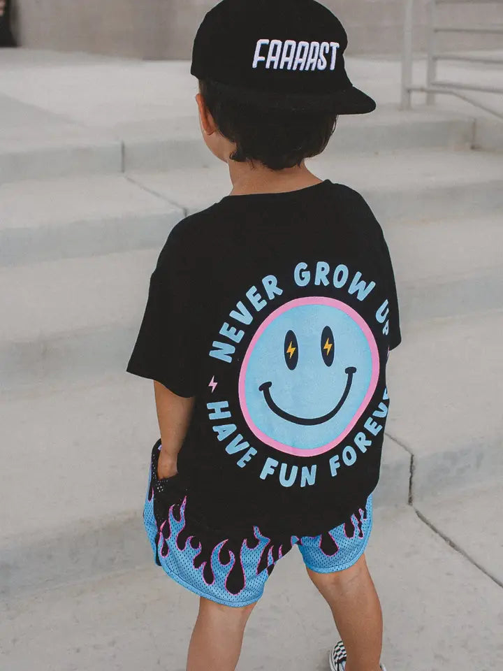 Never Grow Up Blue Graphic T-Shirt