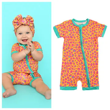 Kelly Leopard Shorty Zip Bamboo Baby Outfit