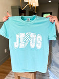 Jesus Lightning Bolt Graphic Tee Blue Only