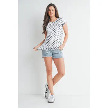Polka Dot Short Sleeve Maternity Crew Neck T-Shirt