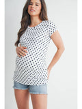 Polka Dot Short Sleeve Maternity Crew Neck T-Shirt