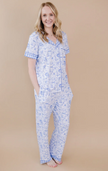 Bamboo Women's Pajamas| Blue Flowers