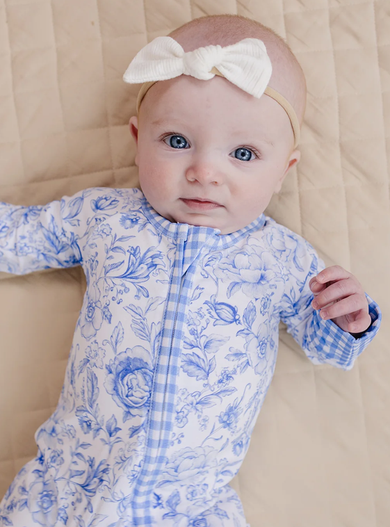 Bamboo Zip Romper | Blue Flowers