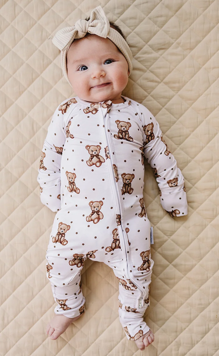 Bamboo Zip Romper | Cute Bear