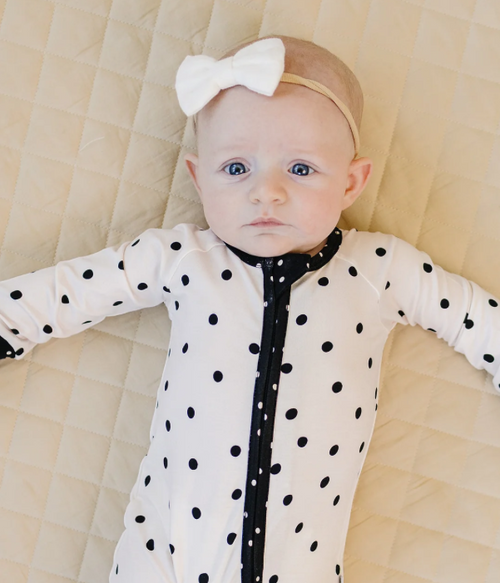 Bamboo Zip Romper | Classic Polka