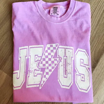Jesus Lightning Bolt Graphic Tee Blue Only