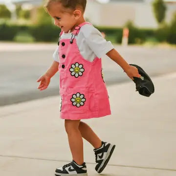 Little Bloomer Pink Corduroy Dress
