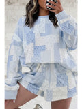 Patchwork Floral Drawstring Shorts 2-Piece Lounge Set