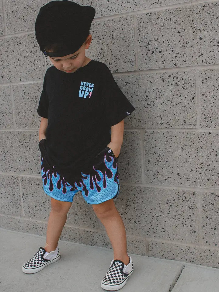 Never Grow Up Blue Graphic T-Shirt