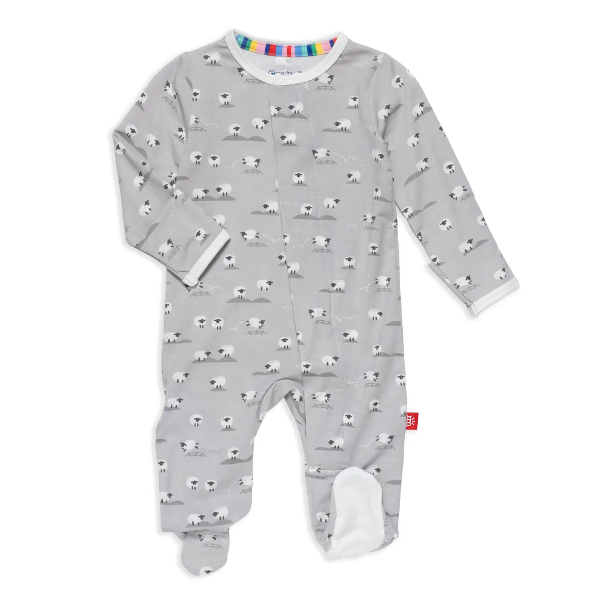 Baa Baa Baby Gray Modal Magnetic Footie- Magnetic ME