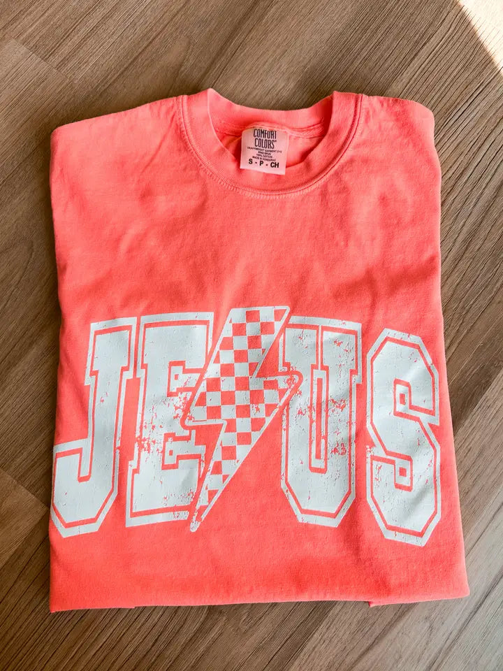 Jesus Lightning Bolt Graphic Tee Blue Only