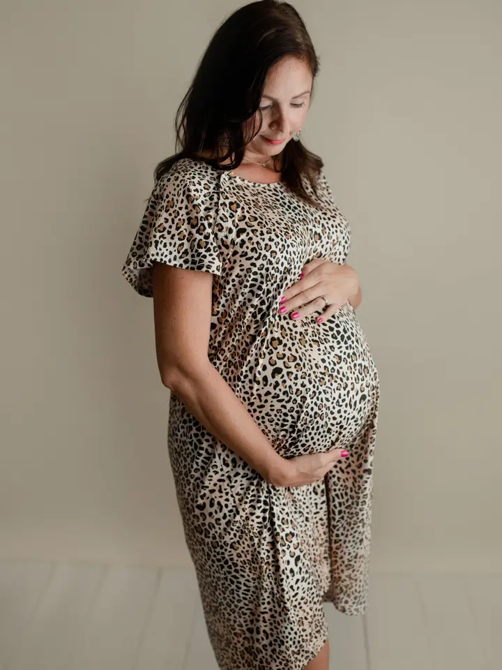 Leopard Maternity Mommy Labor and Delivery/ Nursing Gown