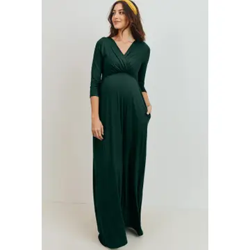 Surplice Quarter Sleeve Nursing Maxi Dress