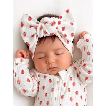 White Strawberry / Organic Pointelle Bow