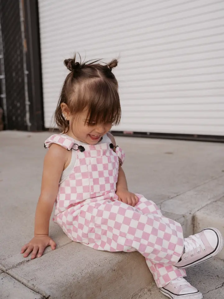 Pink Checkered Overalls