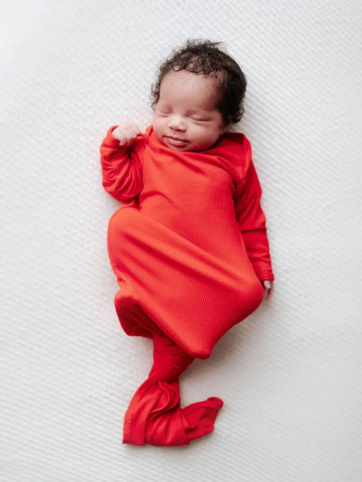 Ribbed Red Knotted Gown