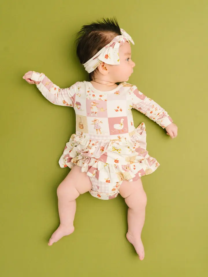Storybook Picnic Long Sleeve Bodysuit Bamboo Dress