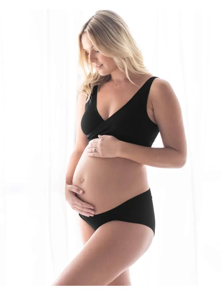 Bamboo Maternity & Postpartum Panties - 2 Pack Black & Beige