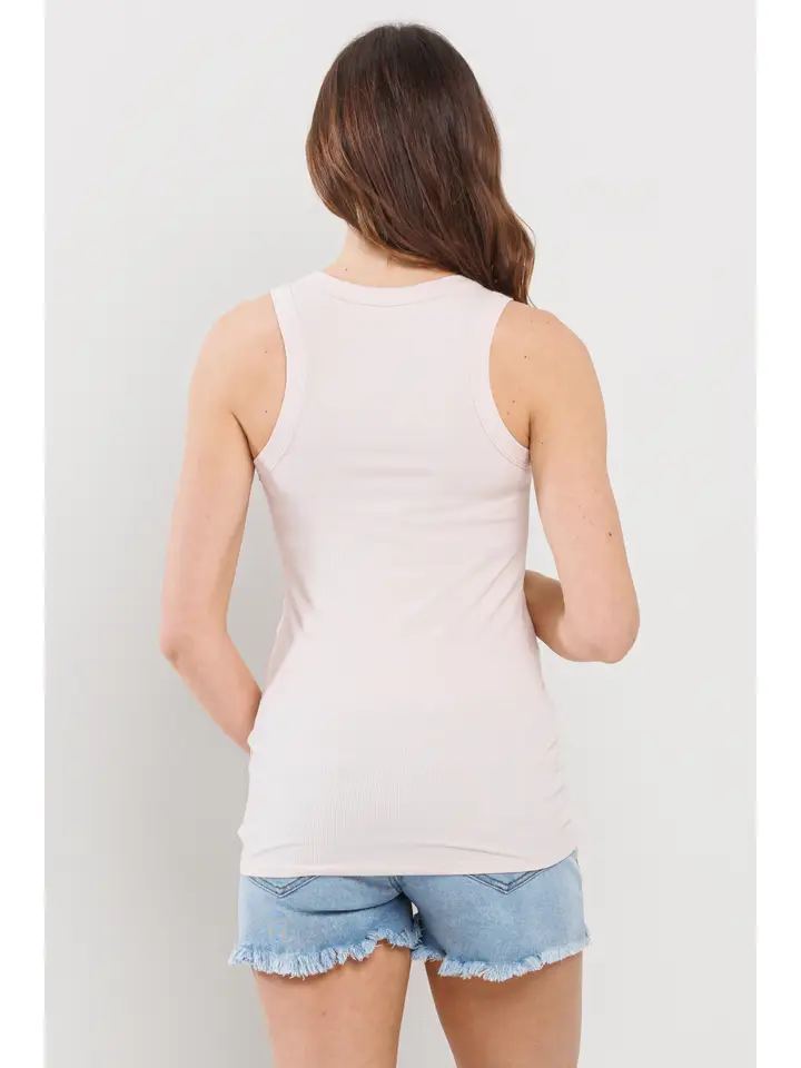 Ribbed Maternity Racerback Tank Top- Blush