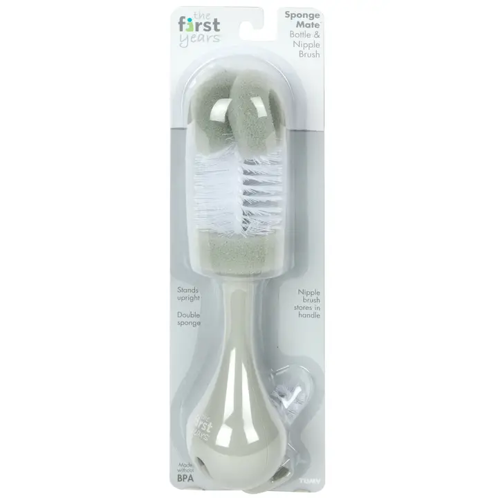 TOMY the First Years Sponge Mate Bottle & Nipple Brush- Gray