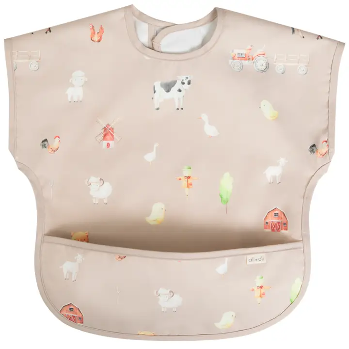 Smock Bib For Baby & Toddler Short Sleeve (Farm)