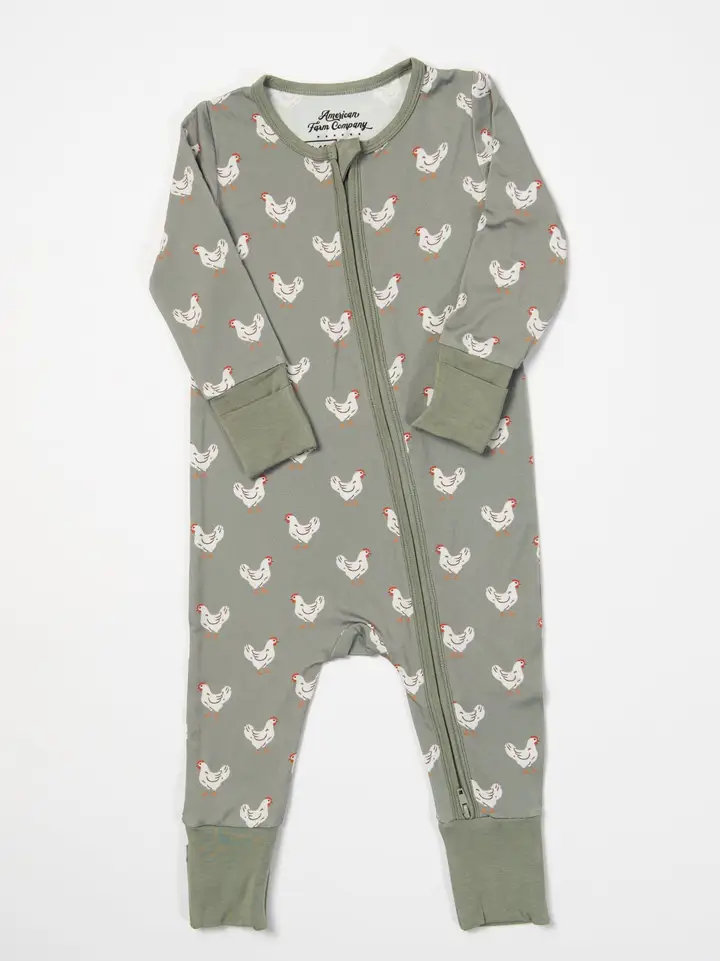 Sage Chickens Bamboo Baby Zippy 3-6m
