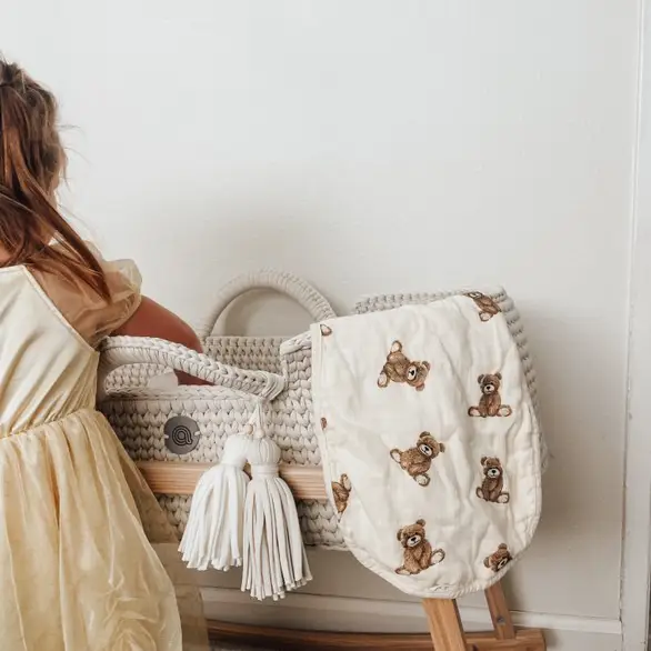 Bamboo Muslin Burp Cloth Set 2-Pack (Teddy/Taupe)