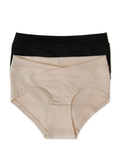 Bamboo Maternity & Postpartum Panties - 2 Pack Black & Beige