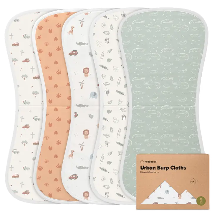KeaBabies 5-Pack Urban Burp Cloths