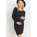 Ribbed Long Sleeve Maternity Bodycon Dress