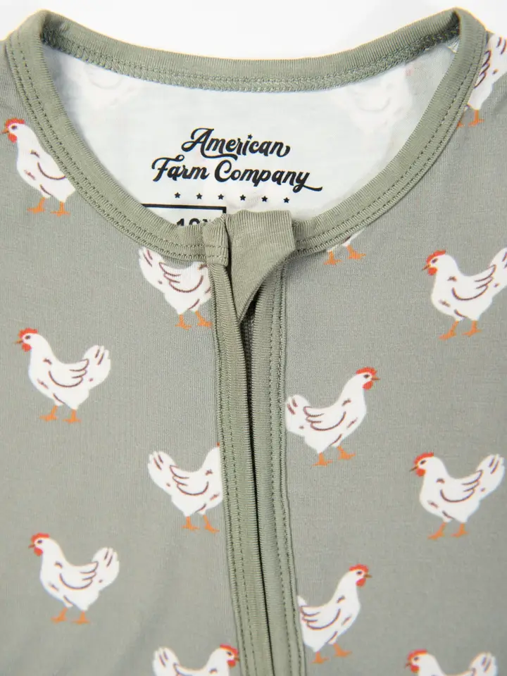 Sage Chickens Bamboo Baby Zippy 3-6m