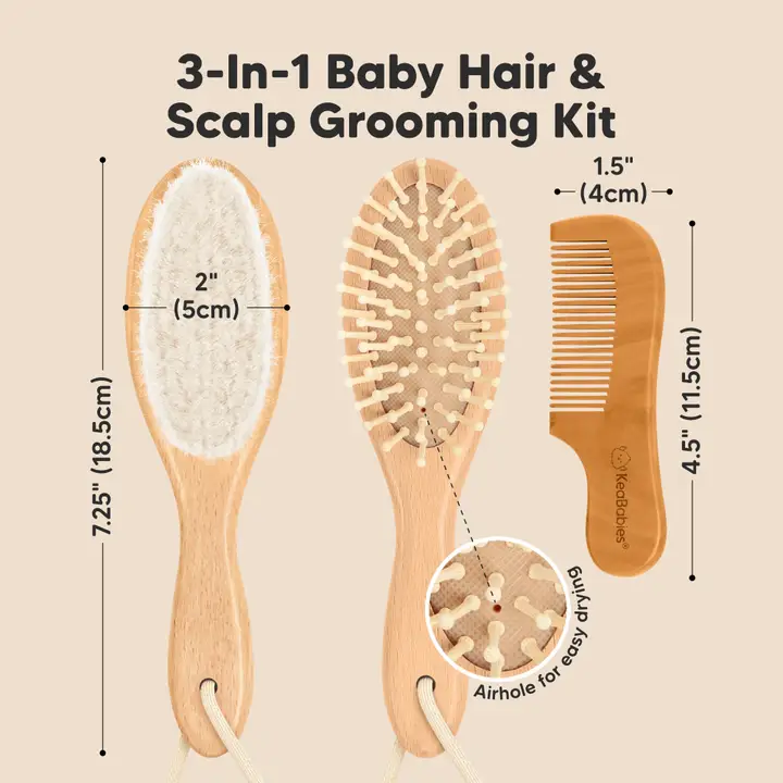 KeaBabies Baby Hair Brush and Comb Set For Infant, Newborn