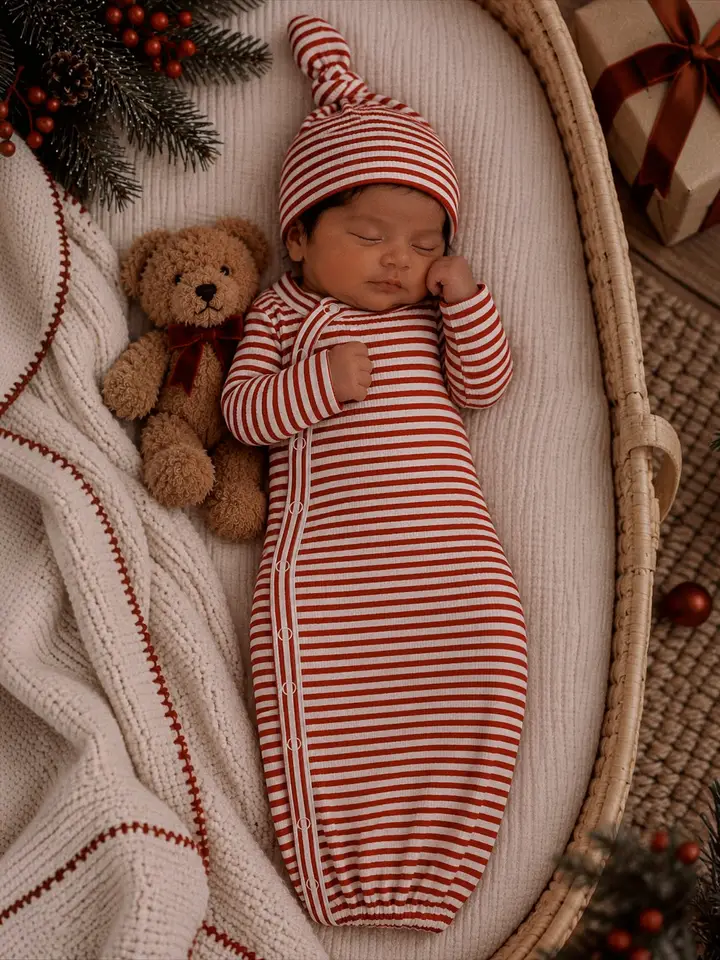Red Stripe / Ribbed Gown 0-3 months