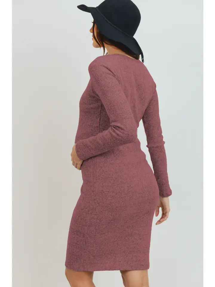 Ribbed Long Sleeve Maternity Bodycon Dress