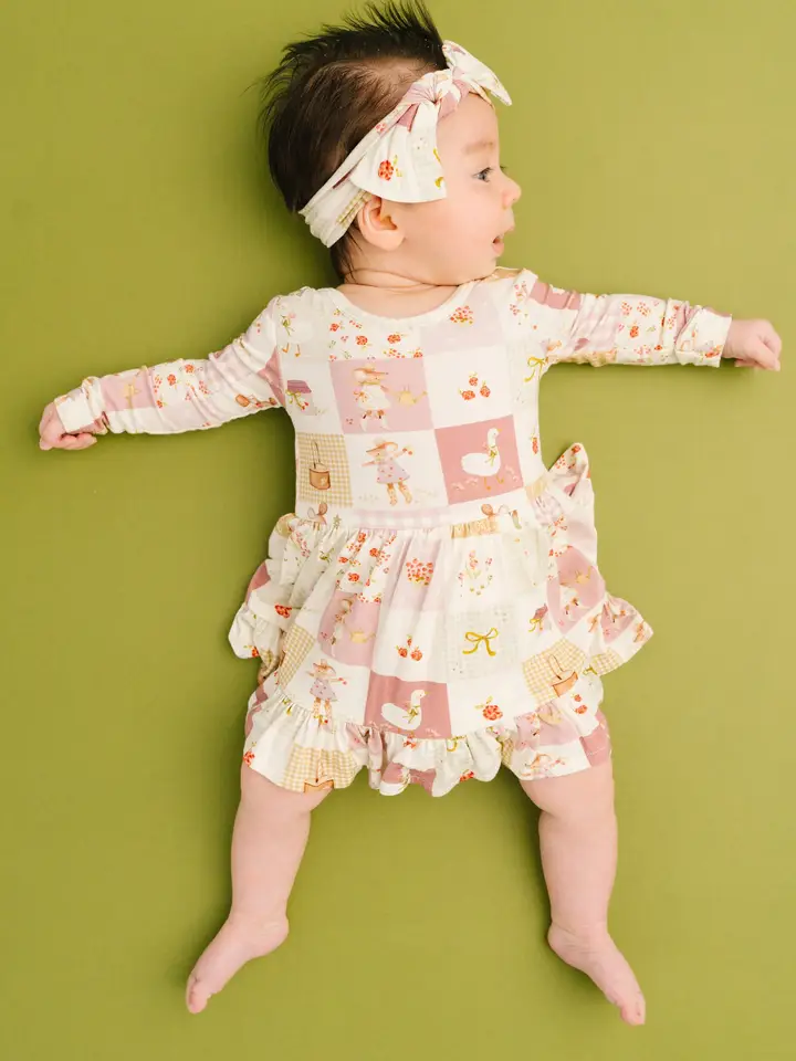 Storybook Picnic Long Sleeve Bodysuit Bamboo Dress