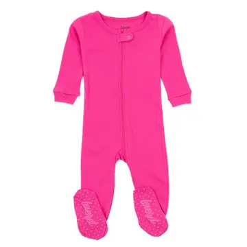 Baby Footed Cotton Pajama Solid Hot Pink