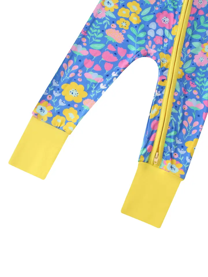Sunny Blooms Bamboo Baby Convertible Zippy Romper