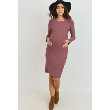 Ribbed Long Sleeve Maternity Bodycon Dress