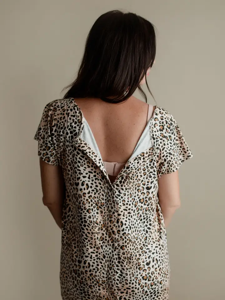 Leopard Maternity Mommy Labor and Delivery/ Nursing Gown