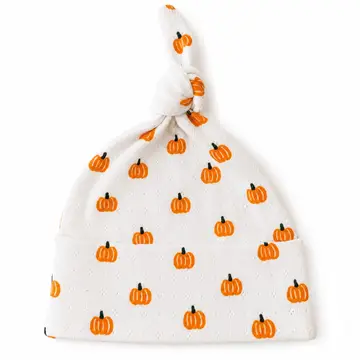 Pumpkin / Organic Pointelle Beanie/Pumpkin / Organic Pointelle Bow