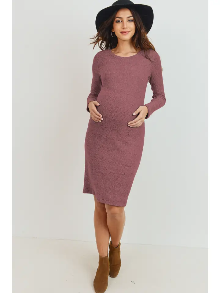 Ribbed Long Sleeve Maternity Bodycon Dress